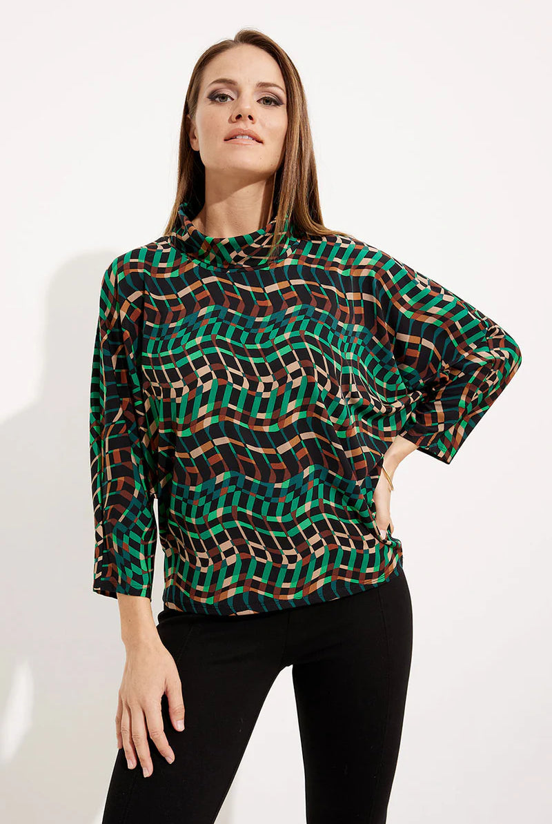 Joseph Ribkoff Geo Print Mock Neck Tunic | Unique Apparel USA