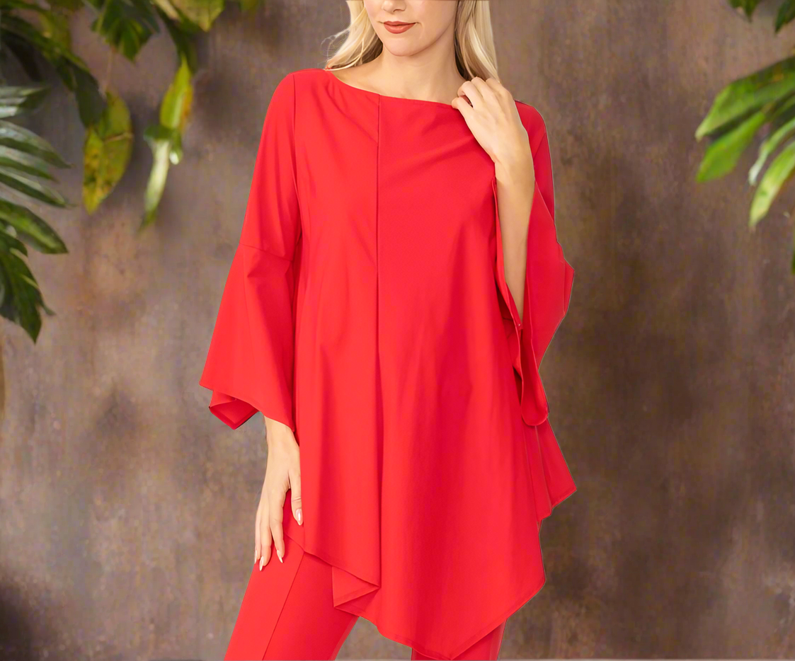 IC Collection Ruffle Sleeve Asymmetrical Top-IC-4723T
