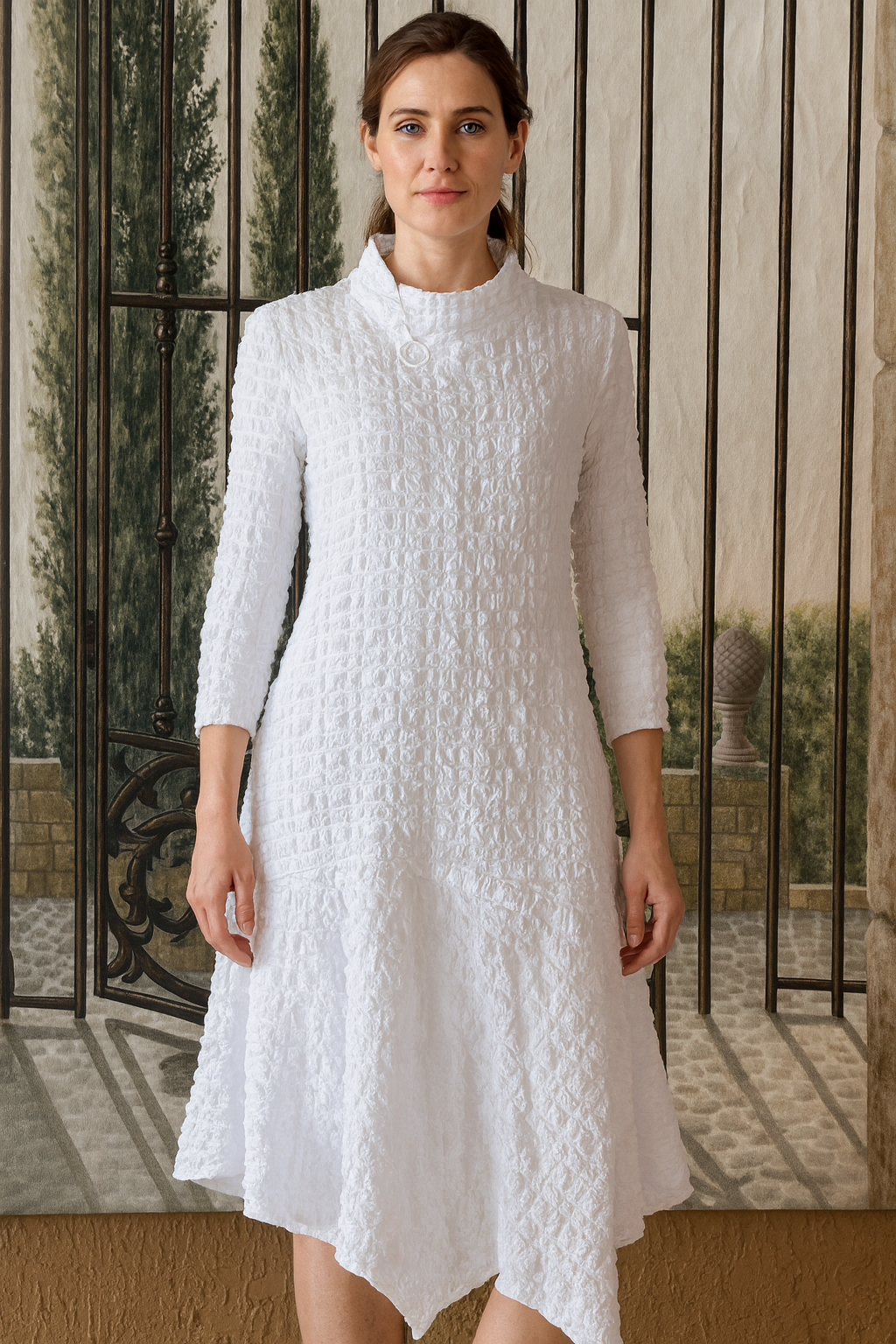 IC Collection Mock Neck Shift Silhouette Dress-IC-4614D