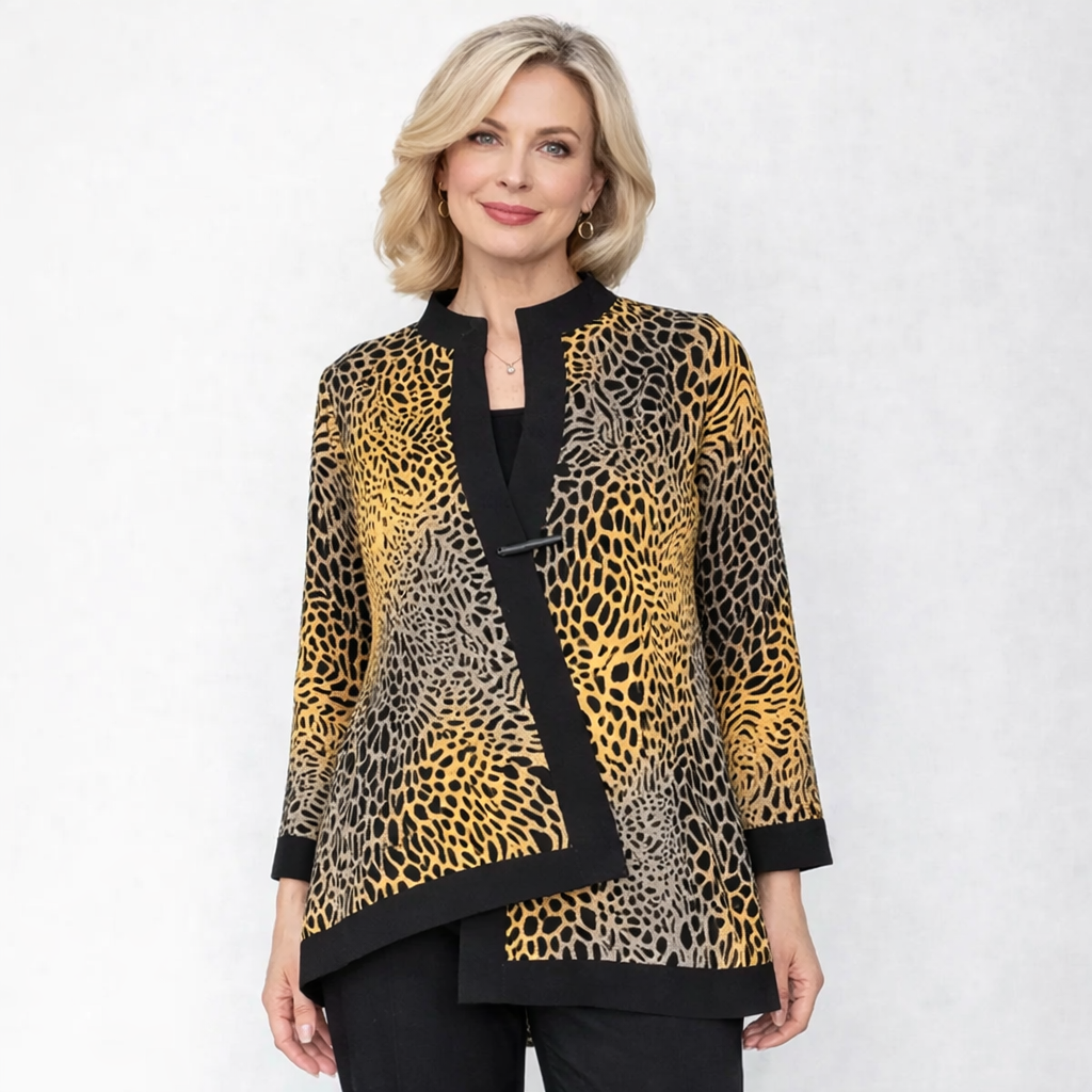 IC Collection Animal-Print Jacquard Jacket-IC-5460J