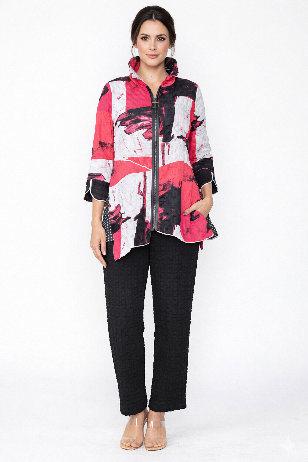 IC Collection Front Zipper Blouse-7851T-B