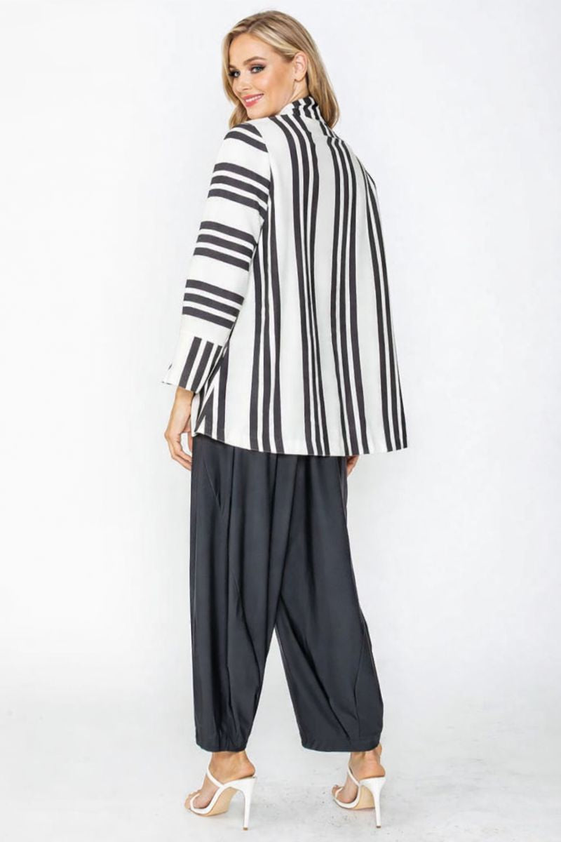 IC Collection Stripe Jacket with Button Closure-7866J