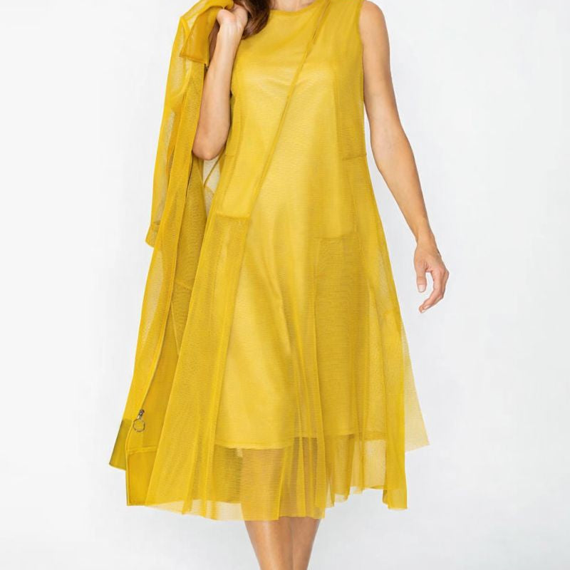 IC Collection Asymmetrical Cut Line Sleeveless Dress-7656D