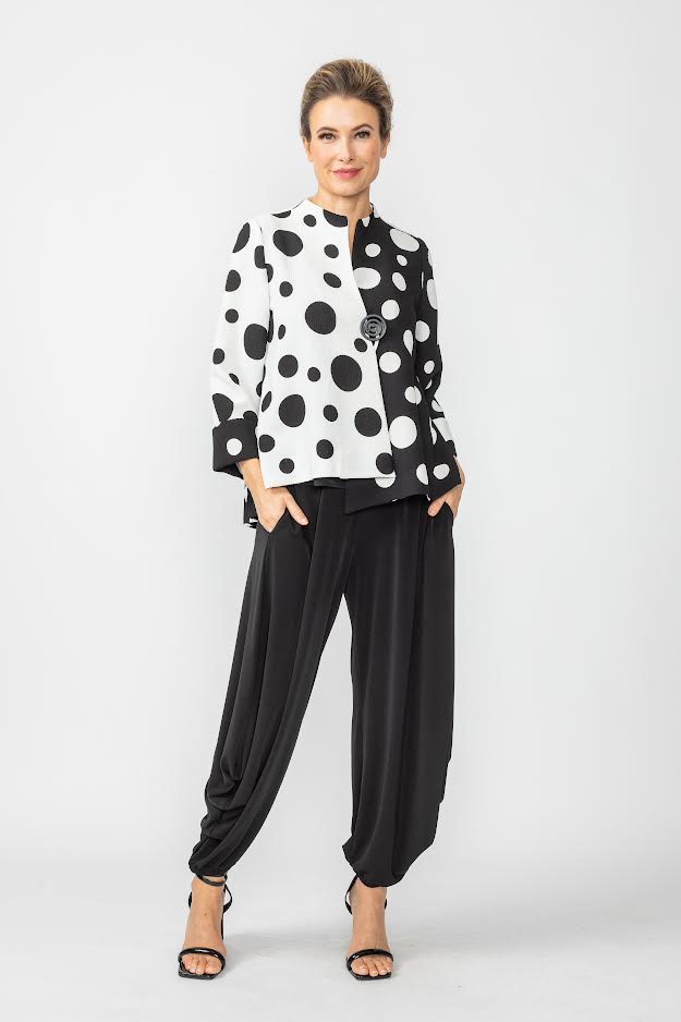 IC Collection Polka Dot Jacket 7093J-WHITE/BLACK