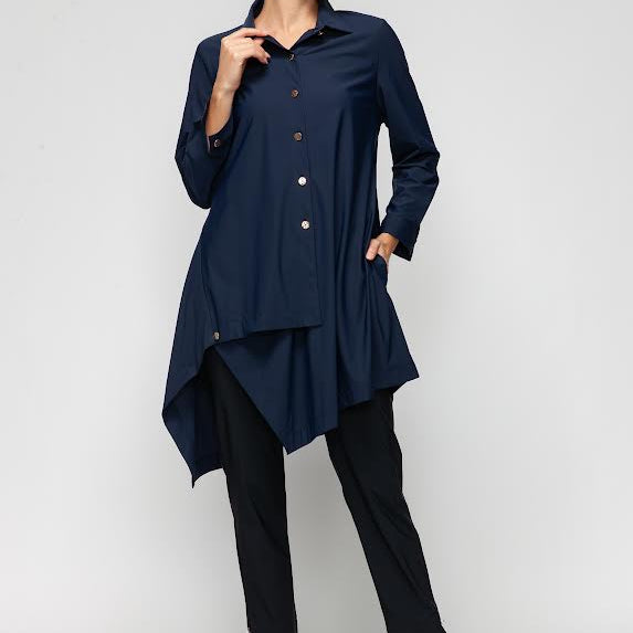 IC Collection Asymmetric Hem Shirt with Classic Collar-7513B-DUP2