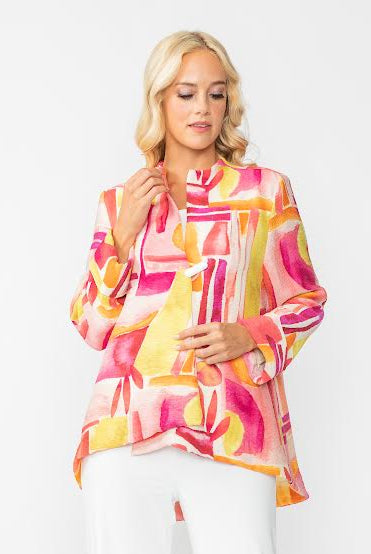 Abstract One Button Pink Jacket 6854J | Unique Apparel USA