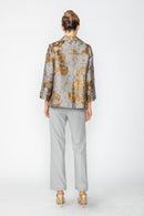 IC Collection Metallic Grey and Gold Jacquard Tunic-7537J