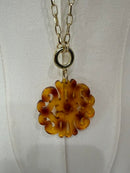 Amber Filigree Medallion Necklace-6149