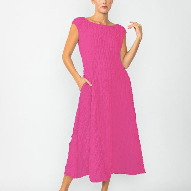 IC Collection Pucker Scoop Neck Dress 7003D-DUP1
