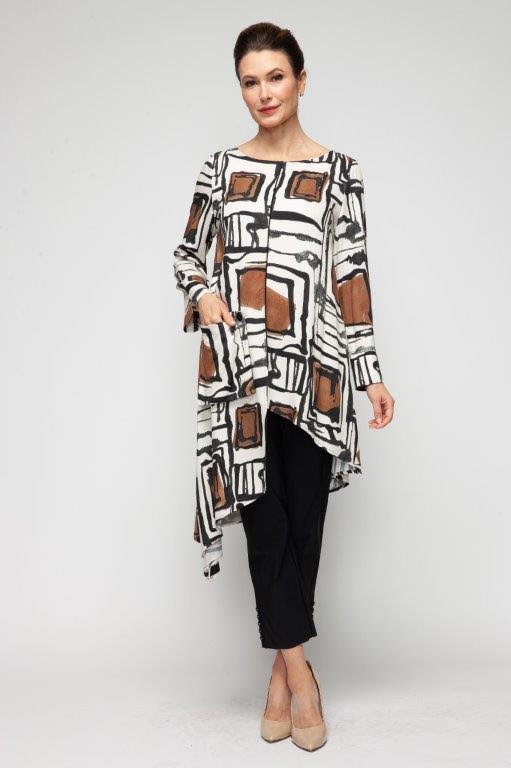 IC Collection Abstract Expressionst High/Low Tunic-7418T