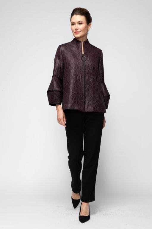 IC Collection Geometric Textured Zip Jacket-7366J