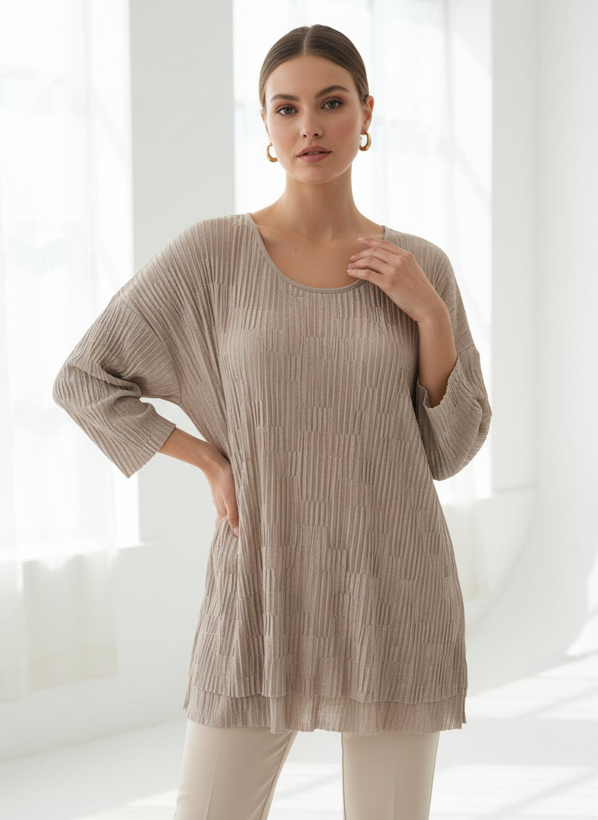 BY JJ Crinkle Knit Asymmetrical Tunic-Y-015