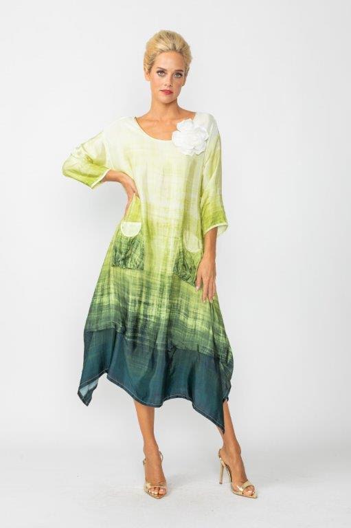 IC Collection Ombrette Bubble Pocket Dress 7053D-GREEN