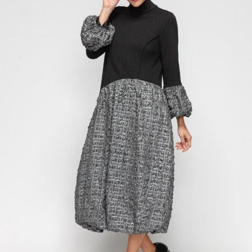 IC Collection Elegant Textured Midi Dress-7159D