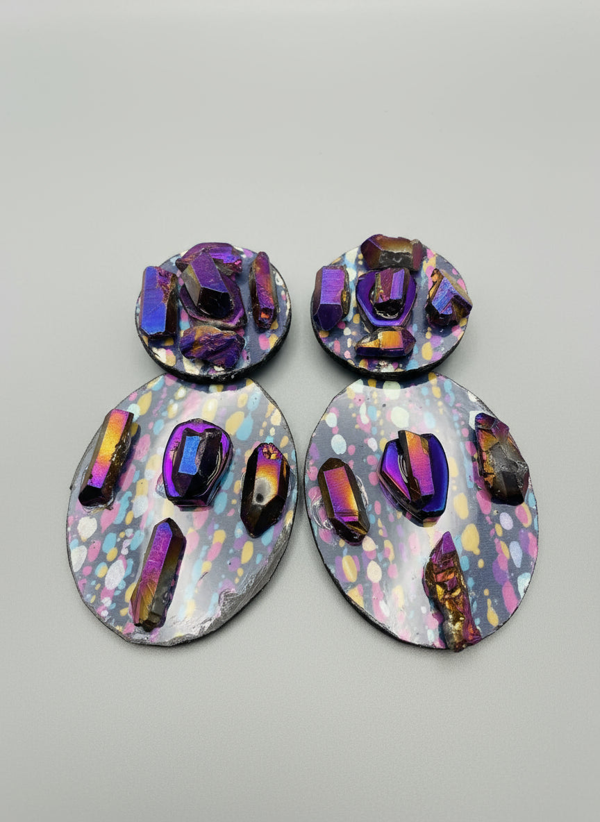 Jeff Lieb Iridescent Crystal Cluster Earrings-34170