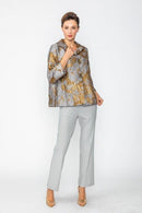 IC Collection Metallic Grey and Gold Jacquard Tunic-7537J