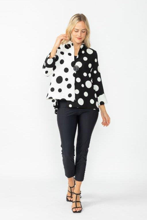 IC Collection Polka Dot Jacket 7093J-WHITE/BLACK | Unique Apparel USA