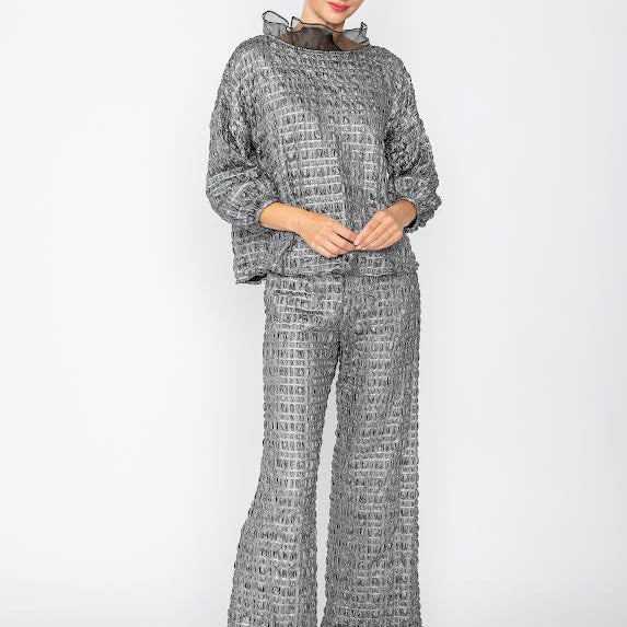 IC Collection Chiffon Asymmetrical Collar Top – 7179T