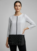 Moonlight Black and White Geometric Contrast Blouse-4209