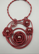 Jeff Lieb Red Floral Statement Necklace-33599R
