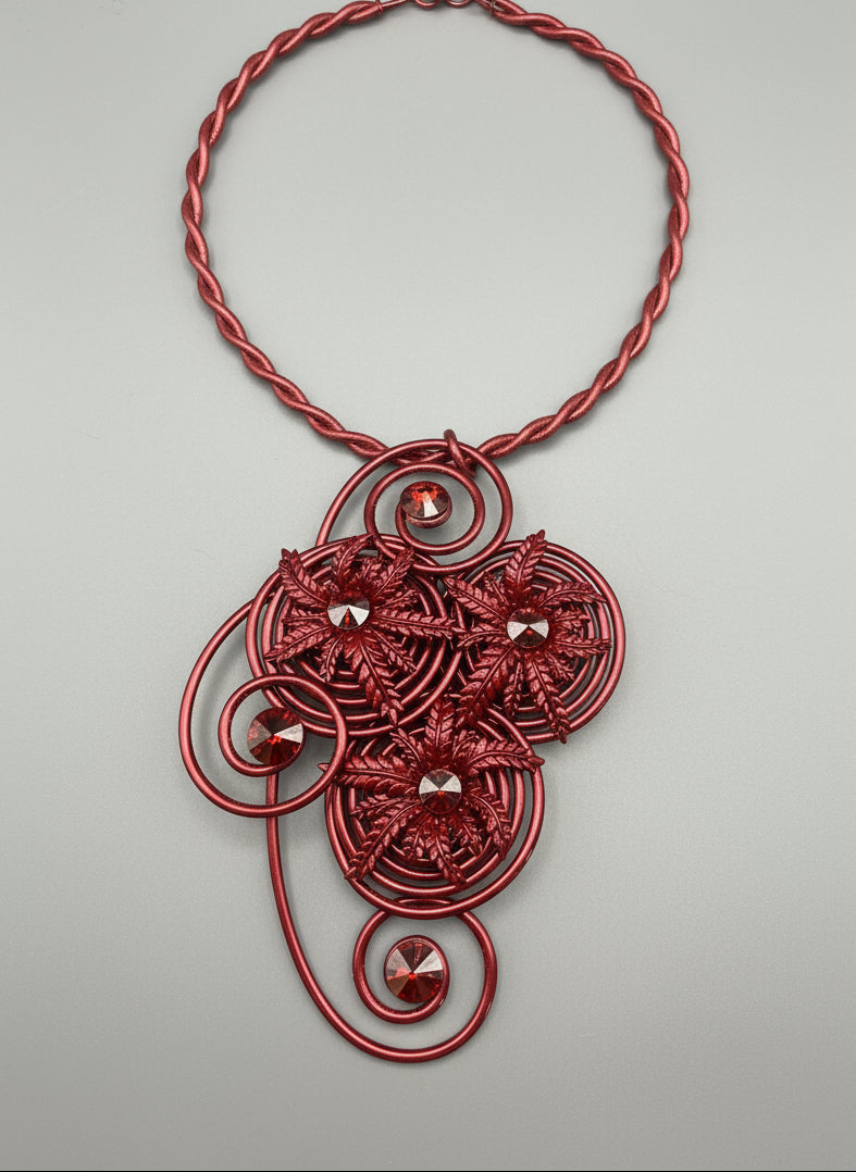 Jeff Lieb Crimson Spiral Statement Necklace-33597