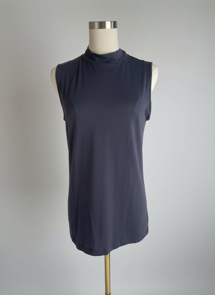 COMFY USA Sleek Charcoal Sleeveless Mock Neck Top-996