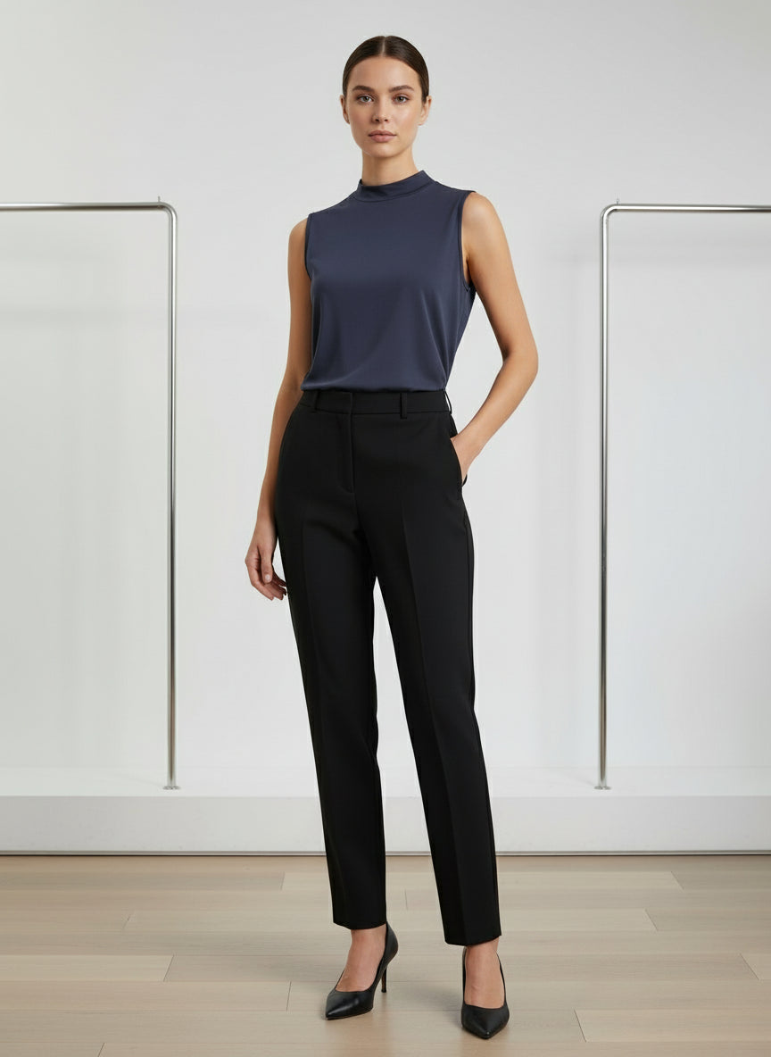 COMFY USA Sleek Charcoal Sleeveless Mock Neck Top-996