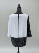 Moonlight Black and White Geometric Contrast Blouse-4209