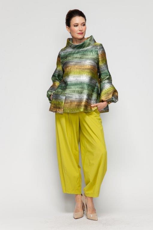 IC Collection Metallic Bubble Sleeve Tops-7245T