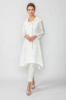 Shaw Collar High & Low Jacket-6466J-WHITE