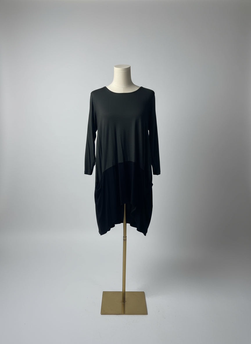 COMFY USA Dark Green Two-Tone Long Sleeve Tunic-M829