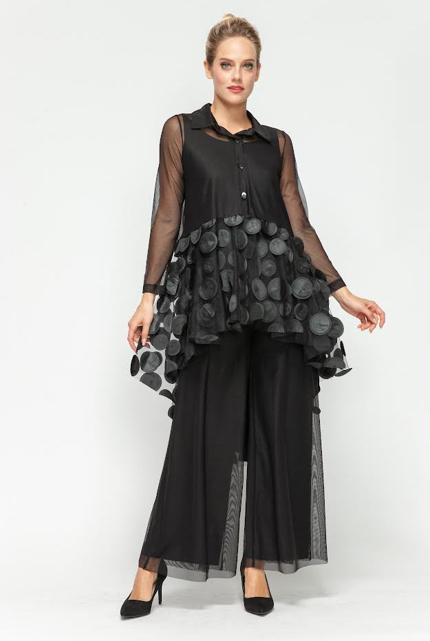 Ruffle High and Low Mesh Blouse 6471T | Unique Apparel USA
