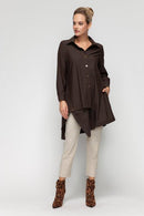 IC Collection Asymmetric Hem Shirt with Classic Collar-7513B
