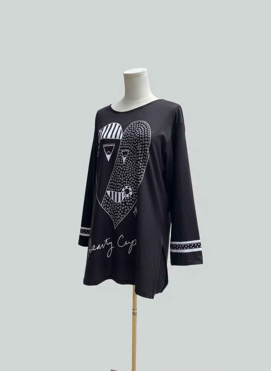 Jeff Lieb Artistic Face Tunic Top-JL-HR009-Black