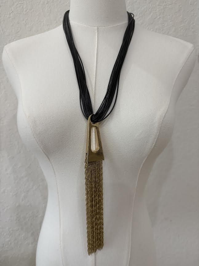 Gold Pendant and Chain Tassel-NW143
