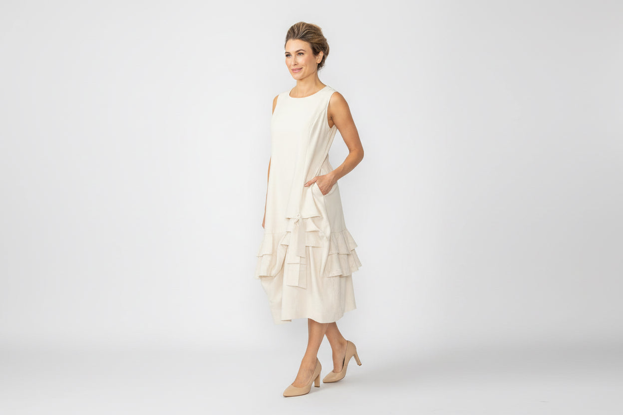 Crackle Bubble Hem Dress-6870D