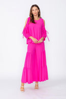 IC Collection Tie-Sleeve Cold Shoulder Dolman Top-7637TB