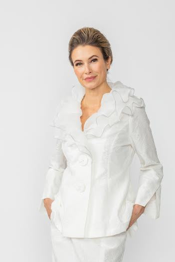IC Collection Wire Neck Organdy Collar Jacket | Unique Apparel USA