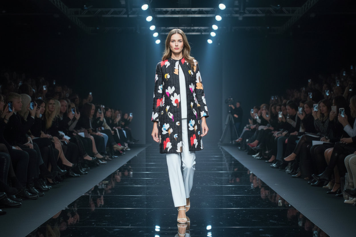 IC Collection Bold Floral Print Swing Jacket-7400J