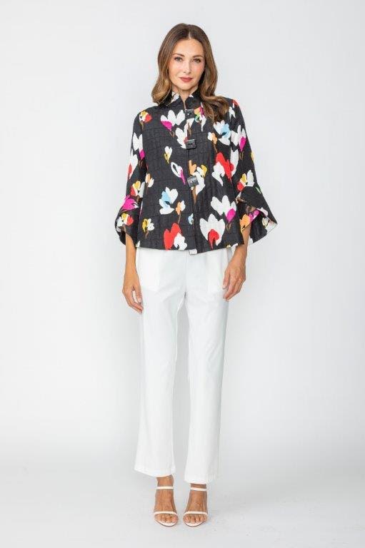 IC Collection Floral Mandarin Collar Jacket-7402J