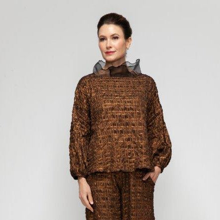 IC Collection Chiffon Asymmetrical Collar Top – 7179T