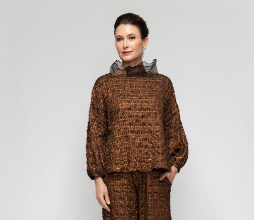 IC Collection Chiffon Asymmetrical Collar Top – 7179T