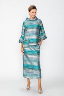 IC Collection Metallic Bubble Sleeve Tops-7245T-BL