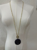 Amber Filigree Medallion Necklace-6149