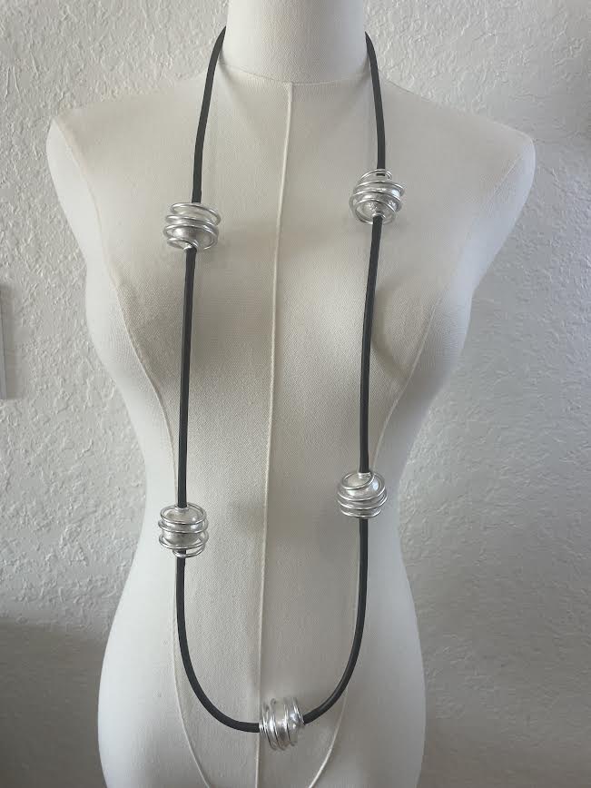 OC Cord Silver Rings Necklace-NKL318