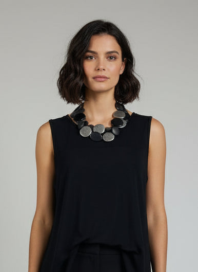 Gardy Classic Black Sleeveless Tunic Top-1205