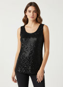 Gardy Black Sequin Chevron Tank-3343