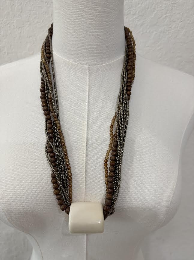 Earthy Multi-Strand Beaded Necklace-N2134