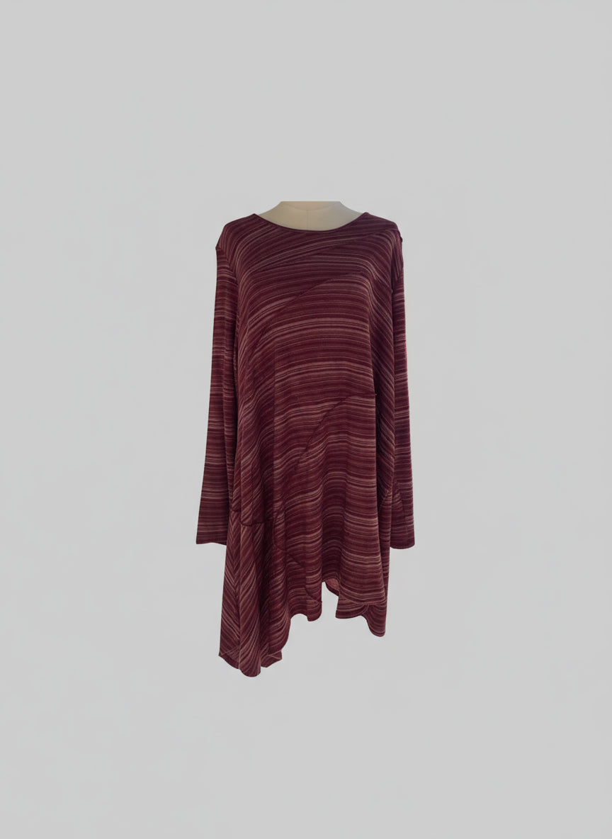 COMFY USA Striped Long Sleeve Asymmetrical Tunic-WM796SD