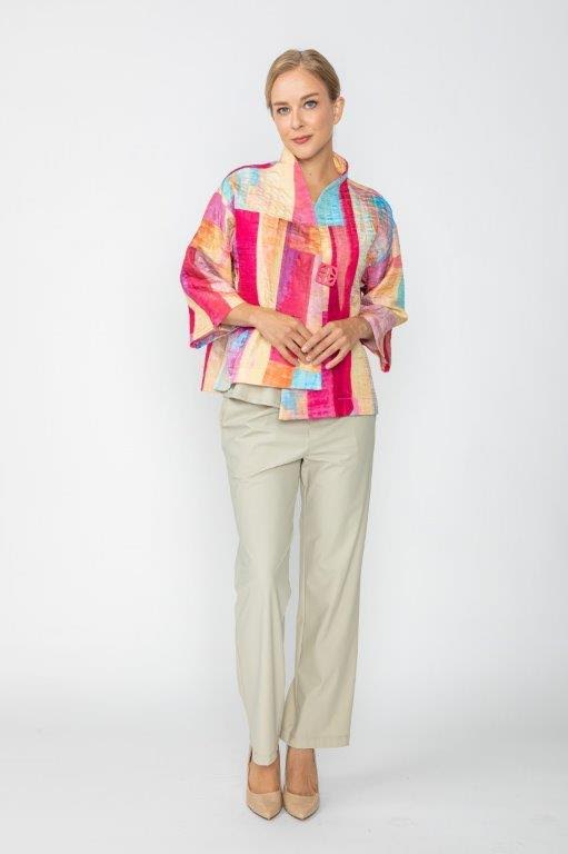IC Collection Abstract Patchwork Collarless Jacket-C1095JB